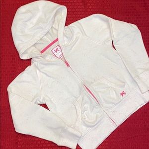 Gymboree girls size 7-8 white speckled hoodie. EUC